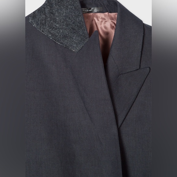 Paul Smith Women's Navy Linen Cropped Double-Breasted Blazer 42R 6 - Picture 3 of 12